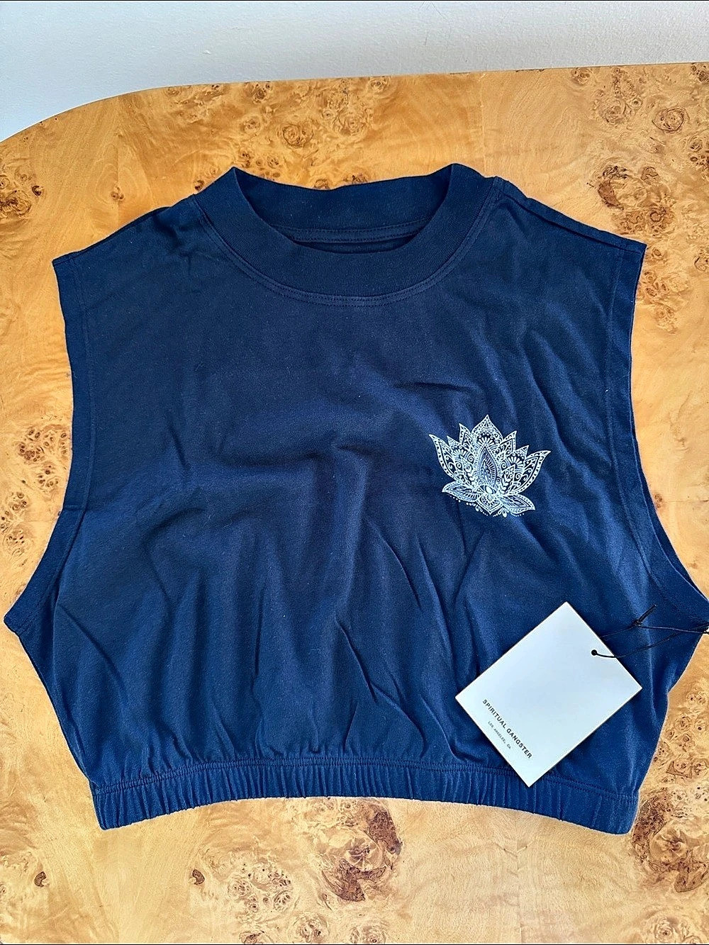 Spiritual Gangster Lotus Muscle Tee in Blue Size Small NWT